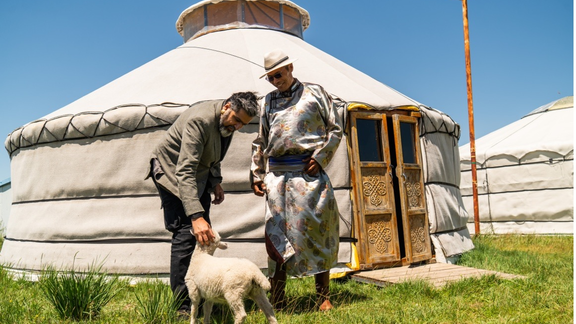 Ricky by the yurt