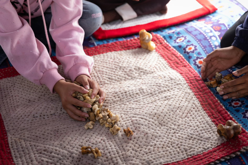 A traditional game in the yurt